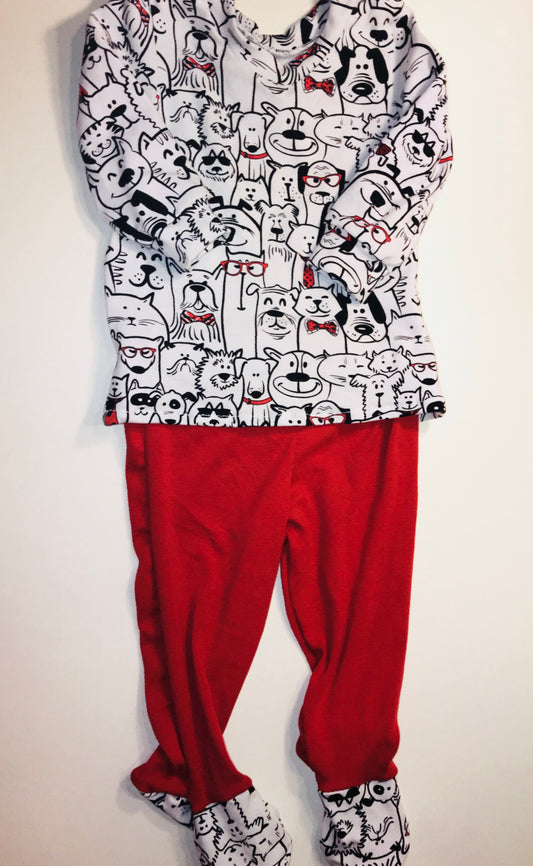 6-9M Footed Pajamas, Fall Pajamas, Pajama Set Kids, Boys Pajamas, Cotton Knit Pants,Long Sleeve Two Piece Set, Baby Shower Gift, Dog Lover