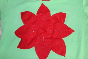 Christmas Poinsettia Shirt Pinned Layer