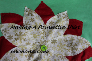 How to sew: Adding a poinsettia to a store bought shirt.