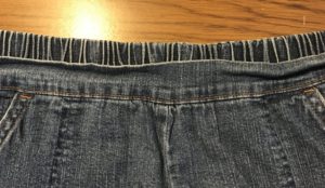 Jeans shorts that are too long waisted