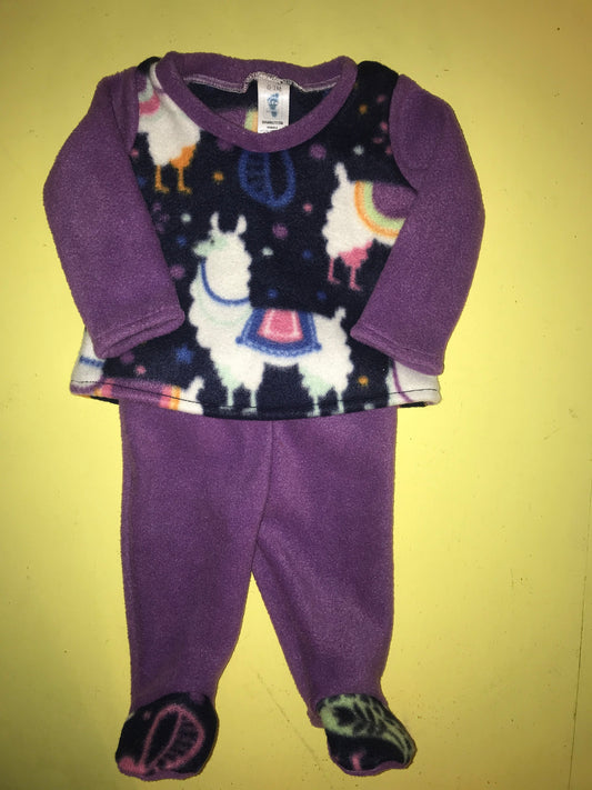 Last One 0-3M Infant Footed Pajama Pants with Feet Pajamas with Feet READY to SHIP Sleepwear Fleece Footie Pants Set Llama Baby Shower