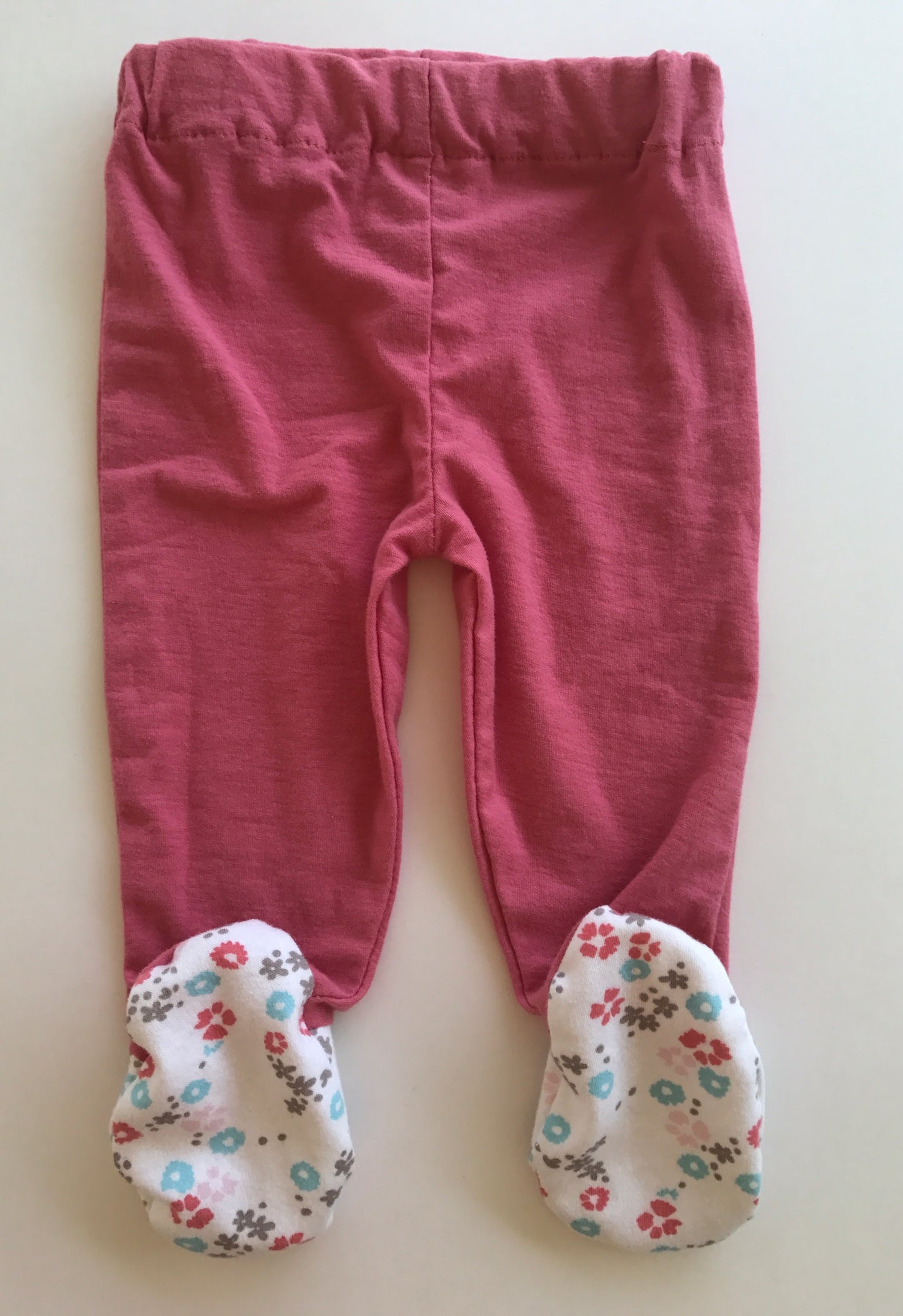 OOAK Footed Pajamas, 6M, Pajama Set, PJs with Feet, Pants with Feet, Girls Infant Sleepwear, Cotton Knit Footie Pants, Summer, Shower Gift