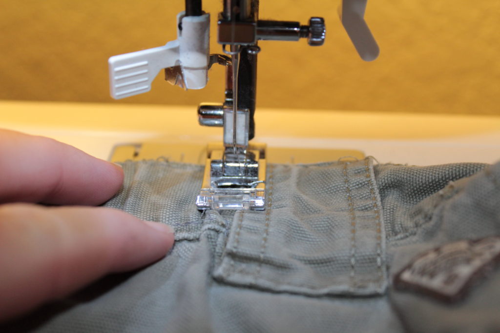 Sewing the elastic in place