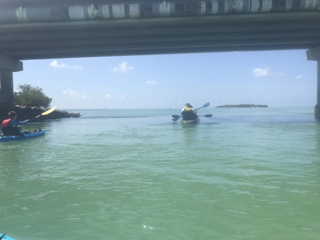 Paddling under the bridge toward Indian Key