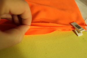 Line up all the layers to sew.