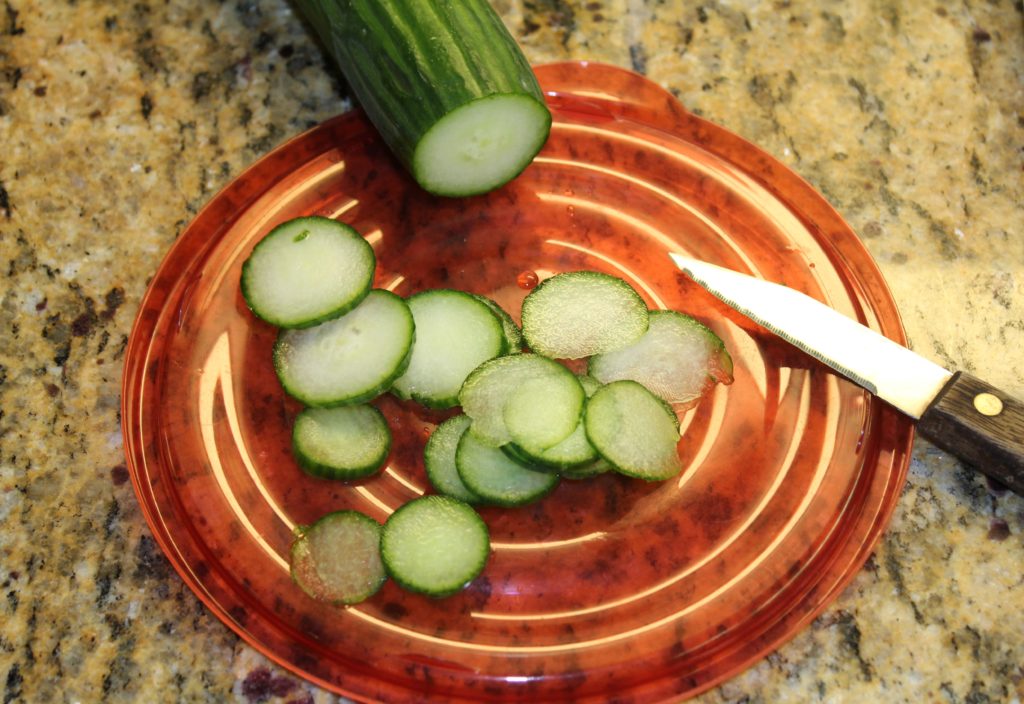 Slice the cucumbers to desired thickness